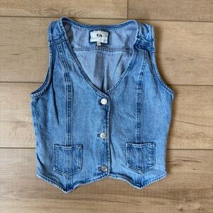 C&A Denim Vest Vintage Inspired Size Small 100% Cotton